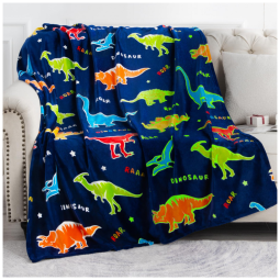 Cobertor de Dinossauros que Brilha no Escuro para Meninos e Meninas - Melhores Presentes de Natal, Aniversário, Levens,