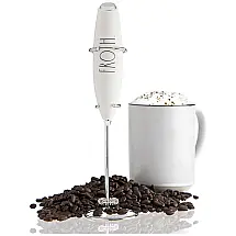 Espumador Elétrico de Leite em Aço Inoxidável a Bateria com Suporte, RAE DUNN, Creme