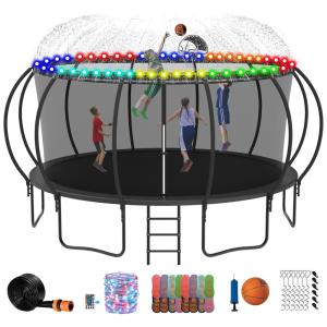 Cama Elastica Infantil com Diâmetro e Cesta de Basquete para até 680 kg, DEEPROAR, Verde