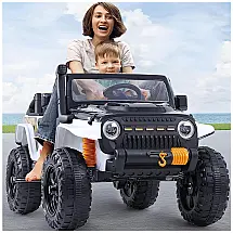 Carro Elétrico Infantil 2 Assentos com Controle Remoto e Bateria 12V, Idade 3 Anos, NEWQIDA, Branco