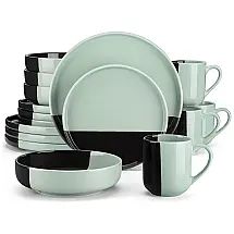 Aparelho de Jantar com 16 Peças em Cerâmica Incluindo Pratos e Bowls, Vancasso Aria, Verde