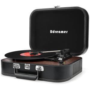 Udreamer Vitrola Toca Discos com Alto Falante Bluetooth USB Maleta Portátil