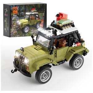 Kit de Construção Carro Jungle Off Roader SUV com Luz LED e 510 Peças, FUNWHOLE, Verde