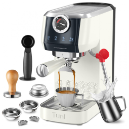 Máquina de Espresso 58mm, Dupla Caldeira, 20 Bar, Controle Touch, Tuni, Inox, Marfim, 110V