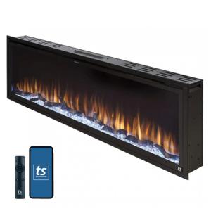 Lareira Elétrica de Embutir A48x152L com Controle Remoto e Chamas Multicolorida, 1500W, 110v, TOUCHSTONE 80037, Preto