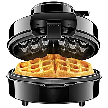 Máquina de Belga w, No Overflow Design Ferro Redondo para Café da Manhã Sem Confusão, Vencedor do Prêmio de Melhor Inovação em Pequenos