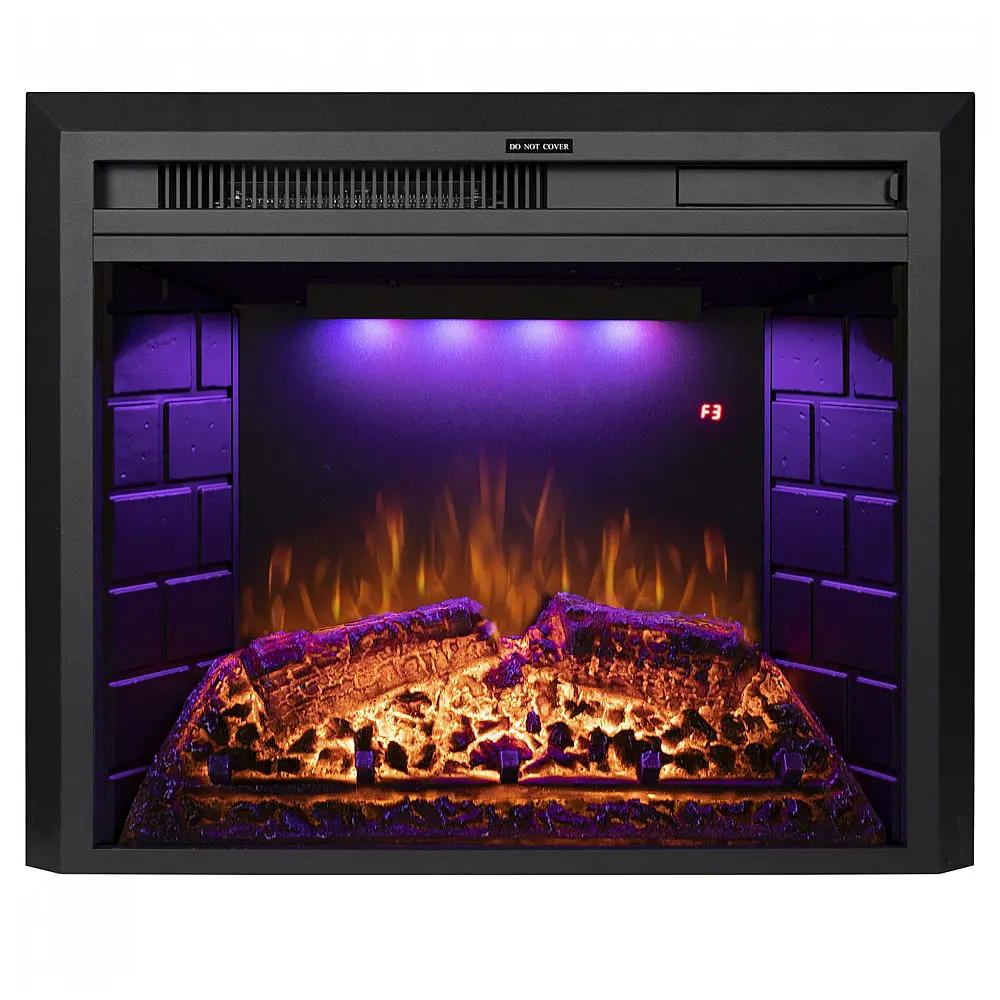 Lareira Elétrica de Embutir A53x64L com Proteção contra Superaquecimento e Chamas Ajustavel, 110V 1500W, Benrocks, Preta