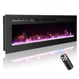 Lareira Elétrica de Embutir A43x152L com Controle Remoto e 9 Chamas Multicoloridas, 110V, OUTDOOR DIAMOND, Preta