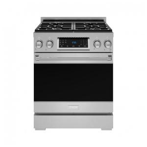 Fogão a gás profissional 76 cm Gordon Ramsay THOR Kitchen inox, mesa 4 queimadores, forno 129 L com convecção e painel touch basculante