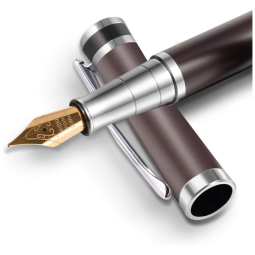 Caneta Tinteiro com Escrita Suave Ponta Média e Estojo, BEILUNER GB 000, Marrom