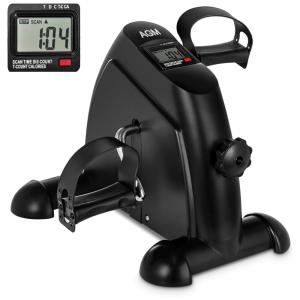 Mini Exercise Bike, AGM Under Desk Bike Pedal Exerciser Foot Cycle Arm Leg Pedal Exerciser with LCD Screen Displays