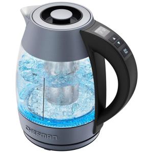Chaleira Elétrica 1.7L, Aço Inoxidável, Desligamento Automático, 1500W, 110v, CHEFMAN Digital Electric Kettle, Cinza