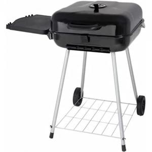 YuuTxx Churrasqueira a Carvão em Aço Inoxidável com Mesa Auxiliar Lateral e Rodas, TUKLYE 669595, Preto