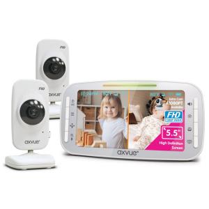 Babá Eletrônica Monitor com Câmera HD 1080p 24H de Bateria, Alcance 304 M, AXVUE A1080DU, Branco