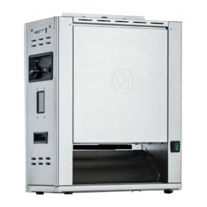 Torradeira de Contato Vertical Prince Castle Prata com Esteira de Aço Inoxidável e Aquecimento Auxiliar, série Optimum CTDE‑MAX, 208/240V