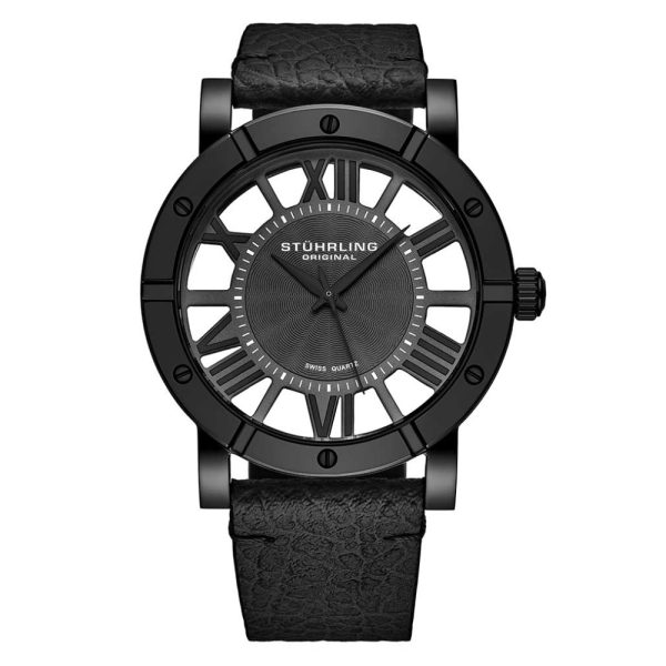 ectq10_b188_0 jpg - Relógio Stuhrling Winchester 881B com 42mm de diâmetro, mostrador preto e pulseira de couro preta