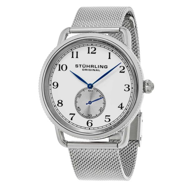 ectq10_m702_0 jpg - Relogio Stuhrling Classique 207M 40mm Mostrador Branco e Pulseira de Aco Inoxidavel Prateada