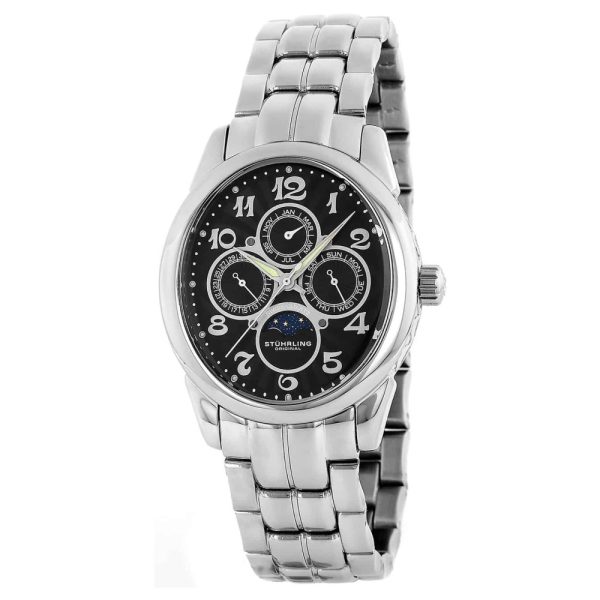 ectq11133_b371_0 jpg - Calendário Aviador Pro 173B 38mm com Mostrador Preto e Pulseira de Aço Inoxidável Prateado Stuhrling