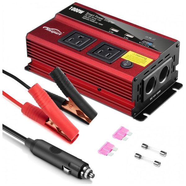 ectq11ct5v280b_0 jpg - Maxpart Inversor de Potência Automotivo 1000W, com Porta USB Duplo e Acendedor de Cigarro, TWING U3988, Vermelho