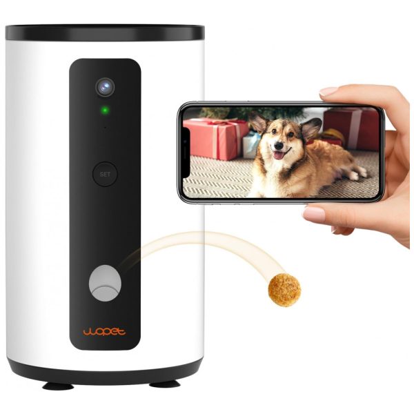 ectq12jkzfq70b_0 jpg - Câmera Full HD Wi Fi com Dispensador de Petiscos para Animais de Estimação, WOPET, Branco