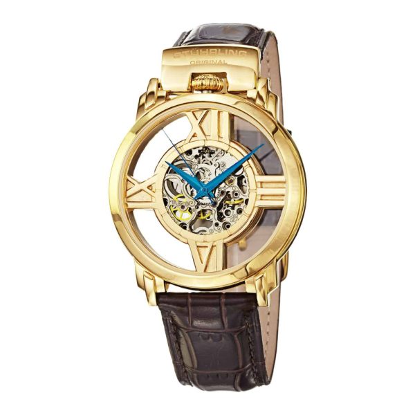 ectq135333_672_0 jpg - Relógio Automático Winchester Cross 276 com Mostrador Dourado e Pulseira de Couro Marrom, Stuhrling