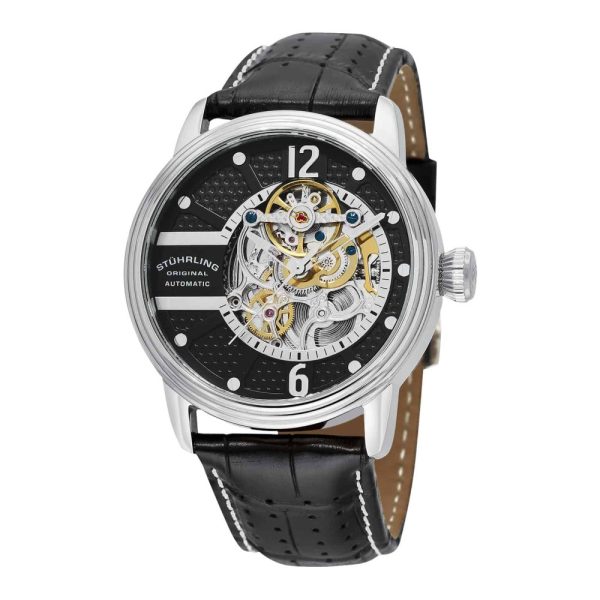 ectq15133_a803_0 jpg - Relógio Automático Próspero Clássico 308A, 44mm, Mostrador Preto, Pulseira de Couro Preta, Prata.