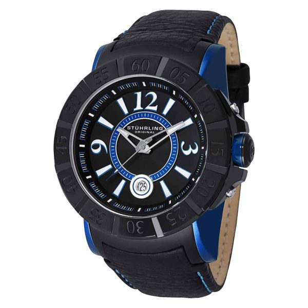 ectq155u233_345_0 jpg - Relógio Stuhrling Geração X 543 com pulseira de borracha preta e mostrador preto de 50mm em PVD preto.