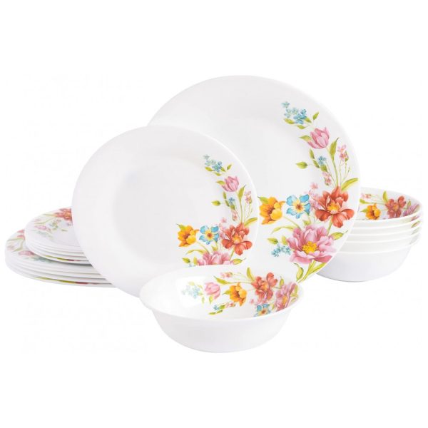 ectq15r4ltd90b_0 jpg - Aparelho de Jantar com 18 Peças Resistentes a Quebras e Lascas, Gibson Home, Branco Floral