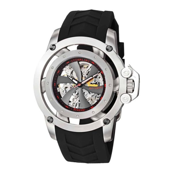 ectq16133_i903_0 jpg - Relógio Masculino Impulse XT 309I Automático 47mm Mostrador Preto Prata com Pulseira de Silicone Prateada Stuhrling.