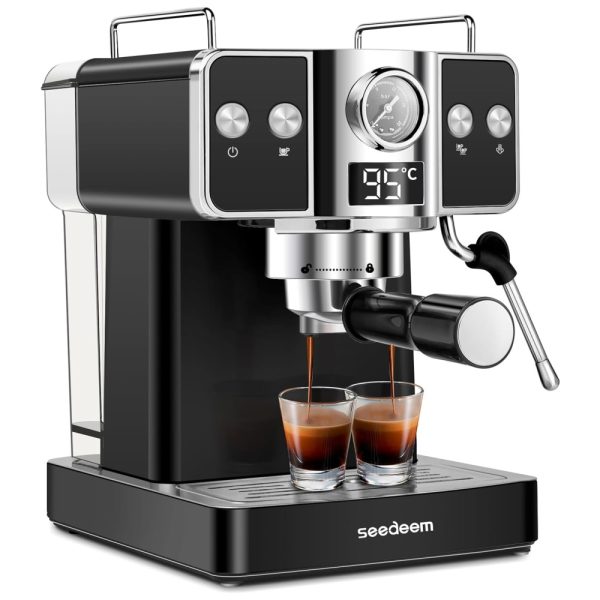 ectq165l558c0b_0 jpg - Máquina de Café Expresso de Alta Pressão 20 bar com Bocal de Leite e Tanque de Água Removível de 1,8L, 110V 1000W, SEEDEEM, Preta