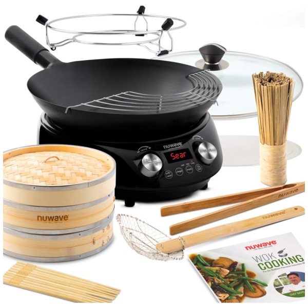 ectq1f2fy8w70b_0 jpg - Cooktop de Indução Portátil com Controle de Temperatura, Livro de Receitas Wok, Panela de 35vm e 8 Acessórios de Bambu Incluídas, 110V 1500W, Nuwave, Preto