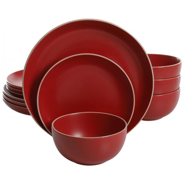 ectq1hxsxz570b_0 jpg - Aparelho de Jantar com 12 Peças em Cerâmica Serve 4 Pessoas, Gibson Home Rockaway, Vermelho Fosco