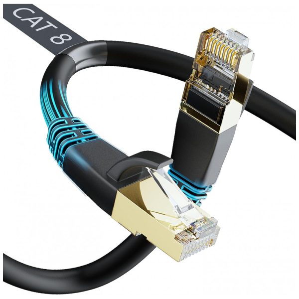 ectq1mf2kqq70b_0 jpg - Cabo de Internet Cat8 3M Vel, 40Gbps 2000MHz com Conector RJ45, DBILLIONDA, Preto