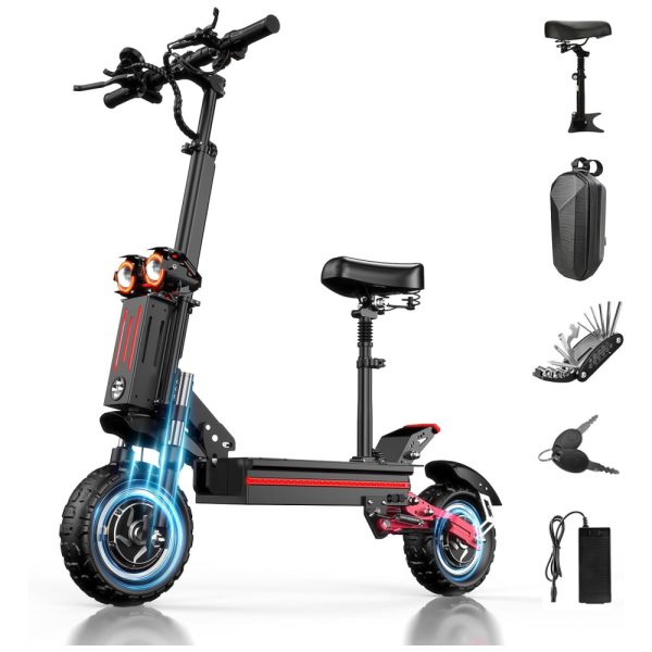 ectq1t1xwtrc0b_0 jpg - Scooter Elétrica para Adultos até 360 kg, Velocidade Máxima de 80 km h e Alcance de 72 km com Assento Removível, 5600W, HLOIE FW106, Preta