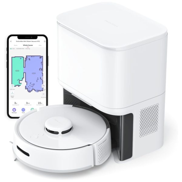 ectq1wb7cbhc0b_0 jpg - Aspirador Robô com Mapeamento Inteligente, Sucção de 2500Pa, Auto Esvaziamento e 70 Dias de Armazenamento, 110V, SwitchBot Mini Robot Vacuum K10, Branco