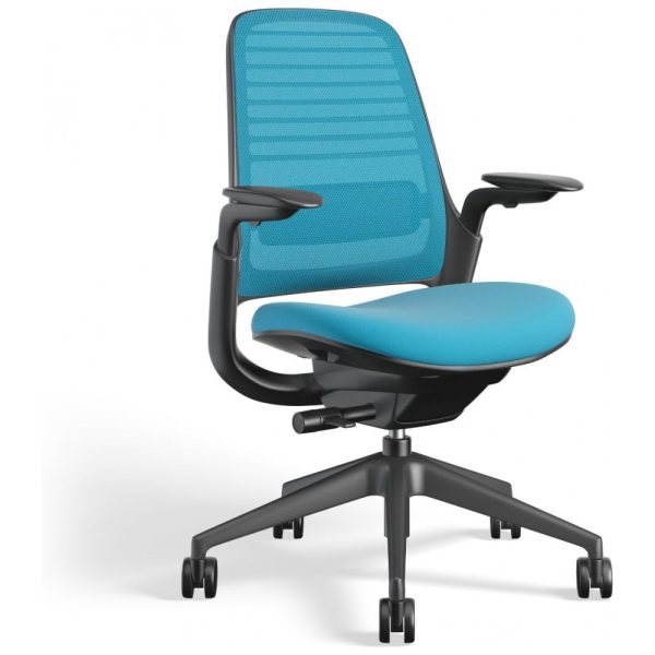 ectq1xcr8h870b_0 jpg - Cadeira de Escritório Ergonômica Giratória com Encosto Médio, STEELCASE 435A00, Azul Claro