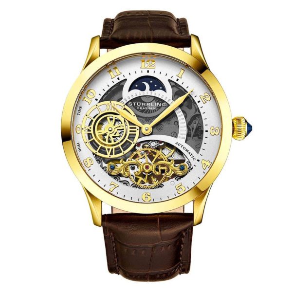 ectq20_529_0 jpg - Relógio Masculino Stuhrling Radiant 925 Automático 44mm, Marrom e Dourado