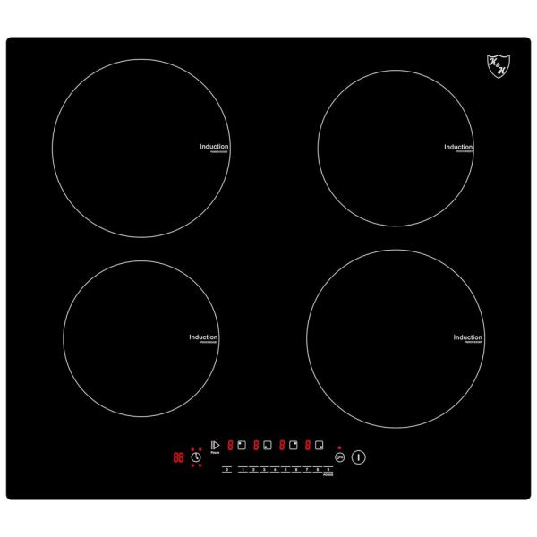 ectq21r79mk90b_0 jpg - Cooktop Elétrico de Indução para Embutir 24 60cm, com 4 Queimadores e Controle Digital, 220V 6000W, K H IN24 6004, Preto