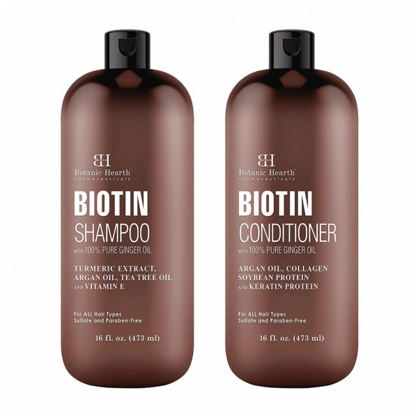 ectq21yzlfs70b_0 jpg - Shampoo e Condicionador de Biotina Óleo de Gengibre e Queratina para Queda 473ml, BOTANIC HEARTH, Marrom Escuro