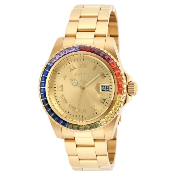 ectq22002_vni_0 jpg - Relógio Feminino de Quartzo Angel, Invicta 20022, Dourado