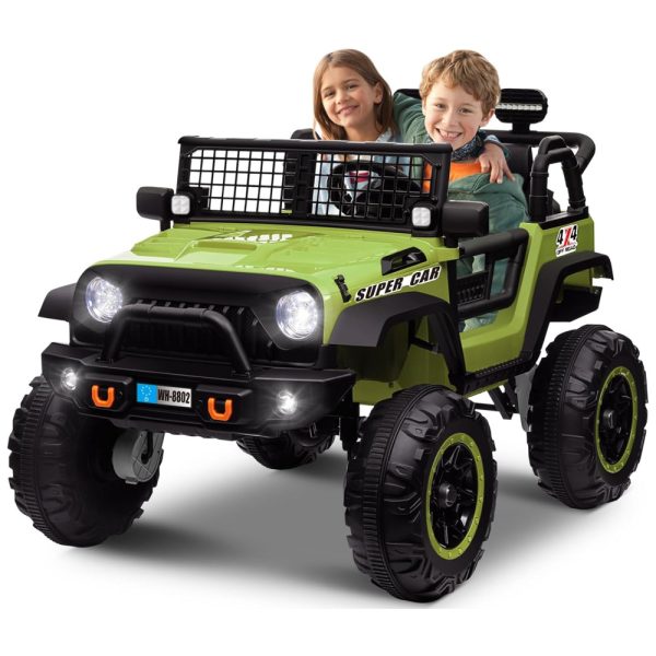 ectq23bdygtc0b_0 jpg - Carro Elétrico Infantil, Jeep com Controle Remoto, Assento de 50 cm, 2 Lugares, Amortecedores, Luz Brilhante e Música, 24V, OTTARO, Verde Exercito