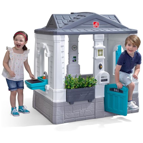 ectq23nc98z80b_0 jpg - Casinha Infantil Interativa para Crianças de 2 a 6 Anos, Step2, Cinza e Branca