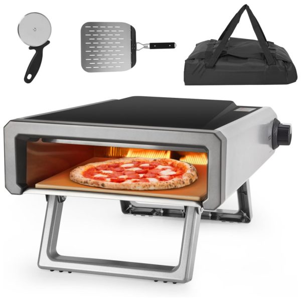 ectq24k5qccc0b_0 jpg - Forno de Pizza Portátil a Gás Propano em Aço inoxidável para Uso ao Ar Livre, Garvee, Preto e Prata