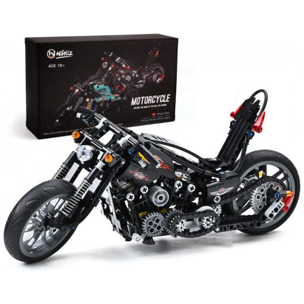 ectq25lhlmq80b_0 jpg - Kit de Construção Motocicleta Knuckle Chopper com 451 Peças, Nifeliz, Preto