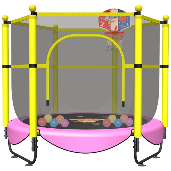 ectq25s9fmf80b_0 jpg - Cama Elastica Infantil com Diâmetro e Cesta de Basquete para até 150 kg, VGMIU Trampoline FS5FT, Amarelo