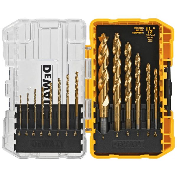 ectq267qp5400b_0 jpg - Conjunto de Brocas em Titânio com Estojo, 14 Peças, DEWALT DW1354, Amarelo