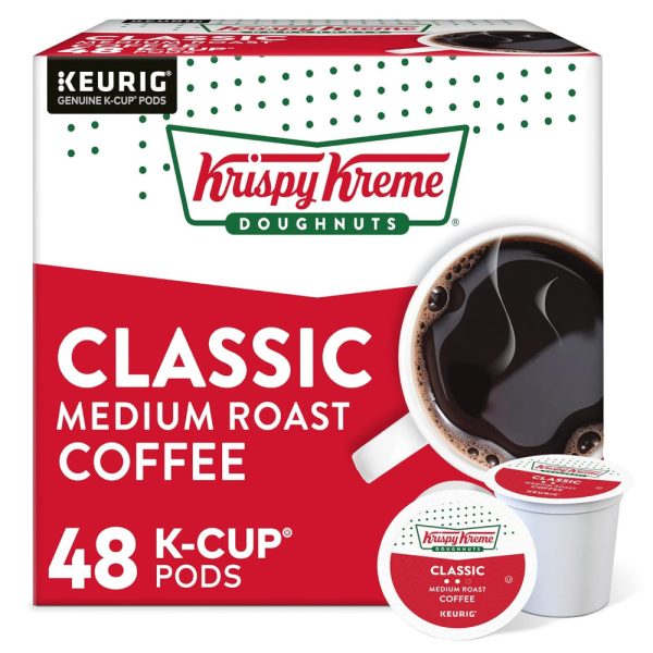 ectq2b37j2y70b_0 jpg - Cápsulas Classic, dose única Keurig K Cup Pods, café torrado médio, 9,3 g pacote com 48, KRISPY KREME, Marrom