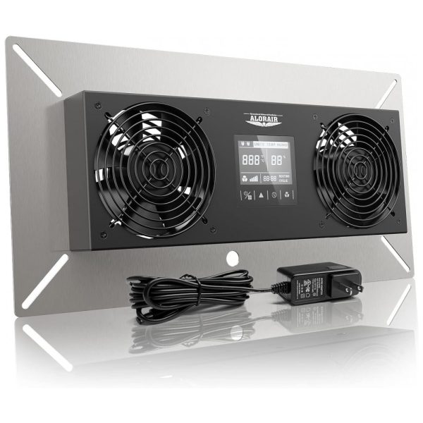 ectq2fcxdfb80b_0 jpg - Ventilador com Controle de Temperatura e Umidade, 6,8 m, min, 115V, ALORAIR, Prata e Preto