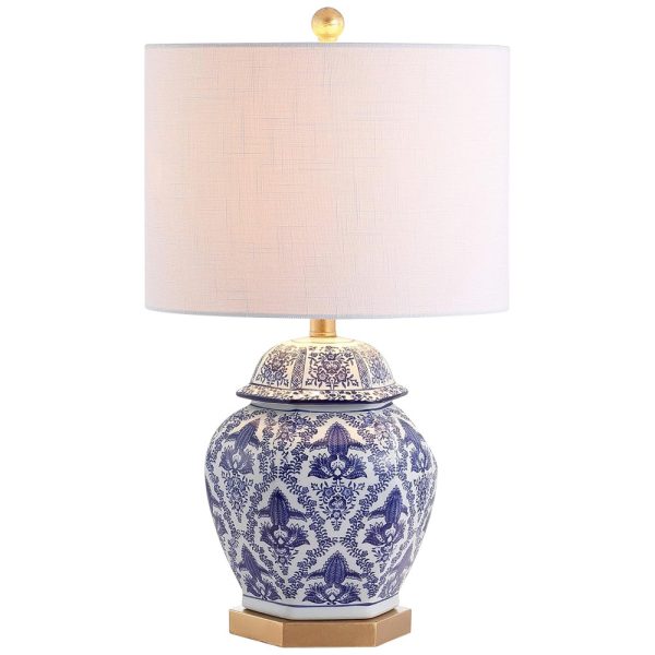 ectq2fm841j70b_0 jpg - Abajur Luminária de Mesa em Cerâmica, Estilo Clássica Tradicional com 63 cm de Altura para Quarto, Sala de Estar e Escritório, 110V 100W, JONATHAN Y, Azul e Branco