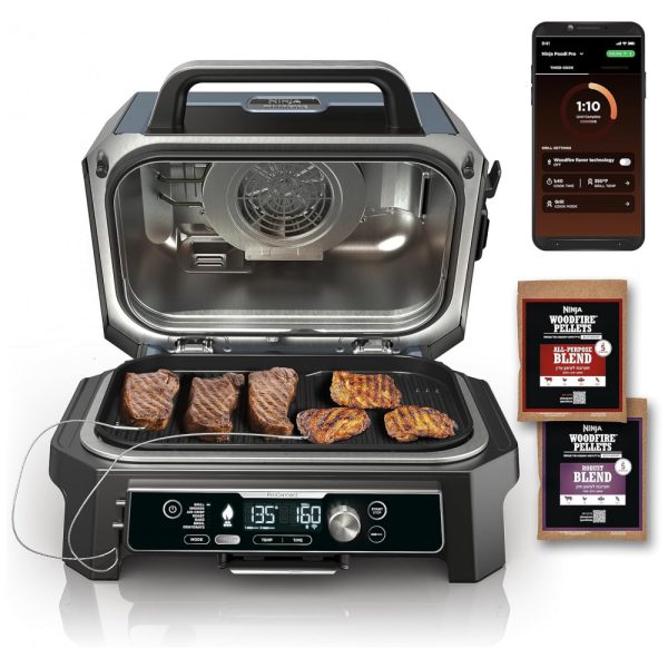 ectq2q1xq1bc0b_0 jpg - Grill Elétrico Defumador Inteligente7 em 1 com Bluetooth e Controle via APP, Ninja OG951 Woodfire Pro